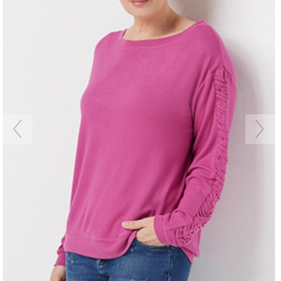 Peace Love World Sweaters - PEACE LOVE WORLD
Comfy Top Ruched Sleeve Detail